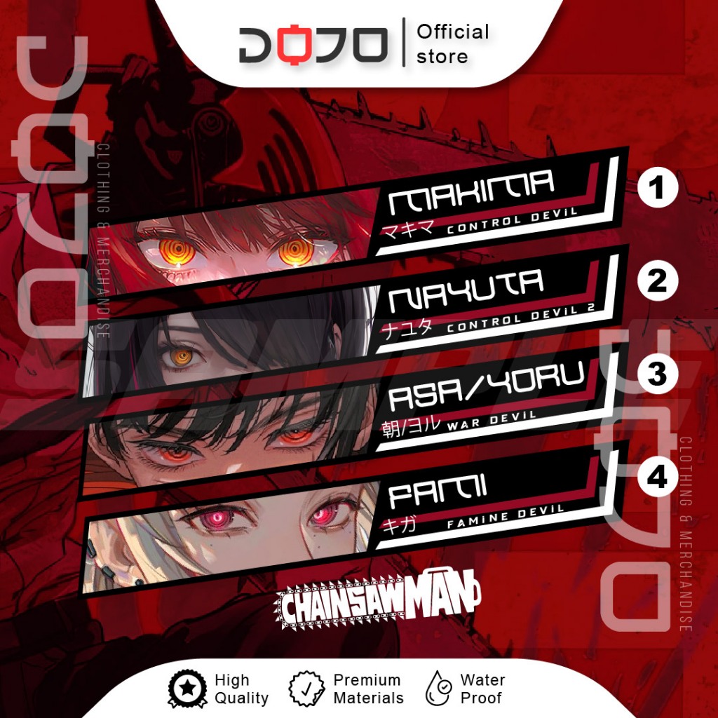 สติ๊กเกอร์ไวนิล JDM Anime Chainsaw Man Slap Eyes Warning Four Horseman ...