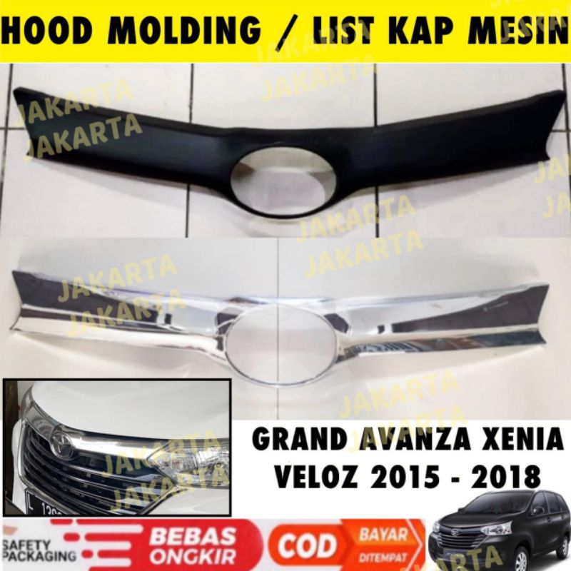 Hitam MESIN Hood Molding Grand Avanza Xenia Veloz 2015 2017 2018 รายการ