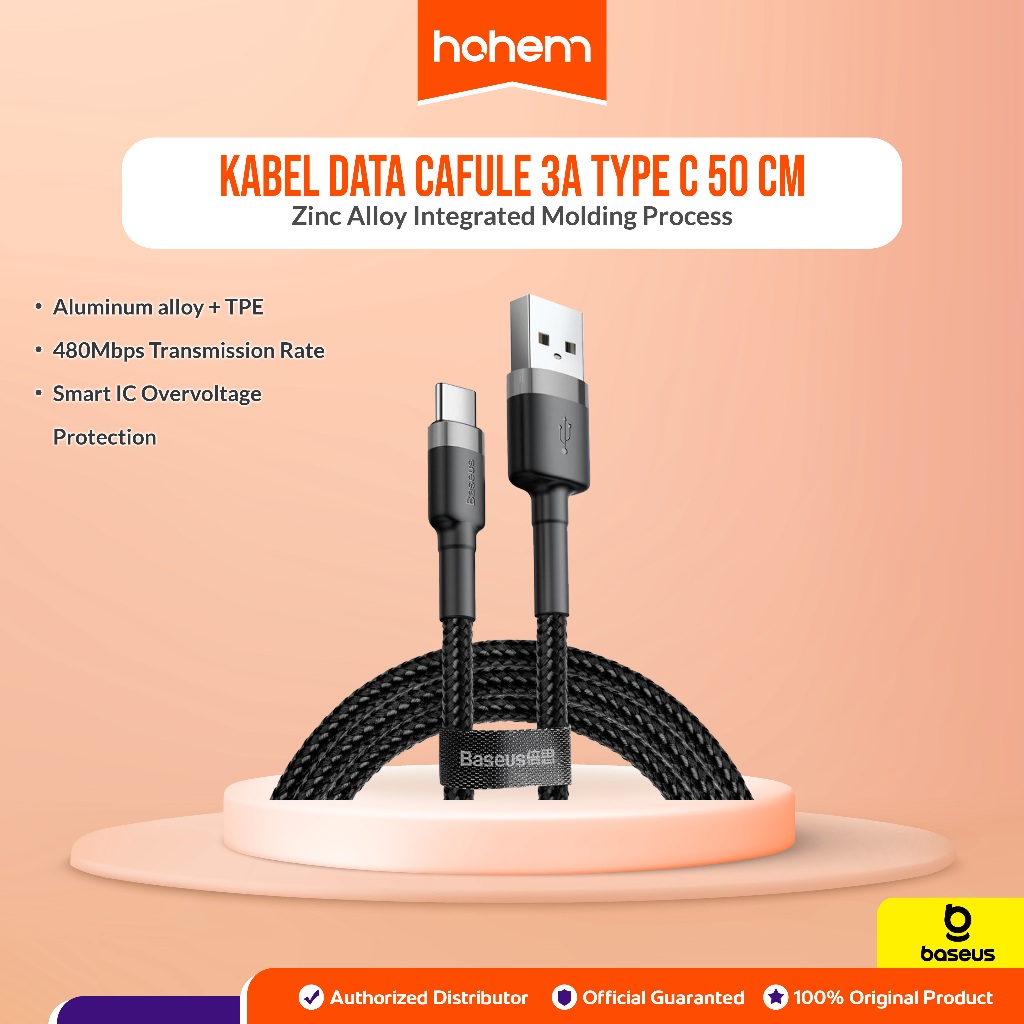 Baseus Data Cable Cafule USB to Type C 50CM Fast Charging Quick Charge ...