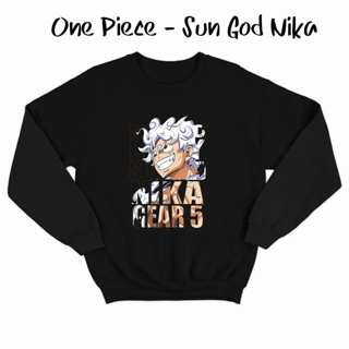 เสื้อกันหนาว คอกลม ลายการ์ตูนอนิเมะ One Piece K0356 Sun God Nika Luffy Gear 5th