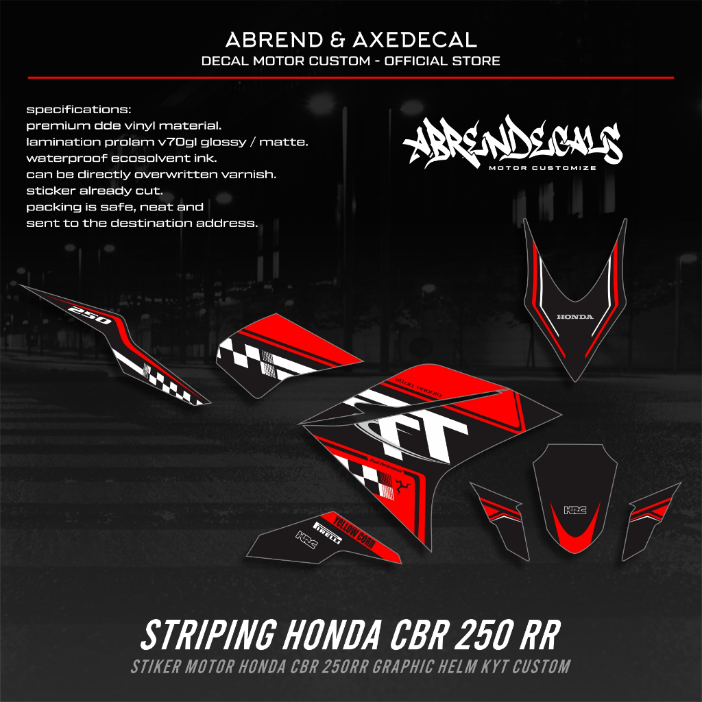 สติกเกอร์-ลายกราฟฟิค-kyt-racing-honda-cbr-250rr-สําหรับติดตกแต่งหมวกกันน็อครถจักรยานยนต์-cbr-250rr-สินค้าพร้อมส่ง