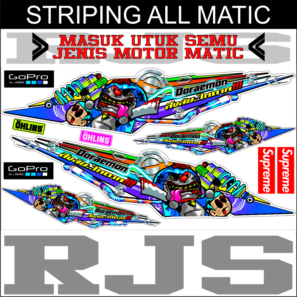 ALL MATIC MOTORCYCLE STRIPING STICKER DORAEMON ZOMBIE MOTIF / UNIVERSAL ...