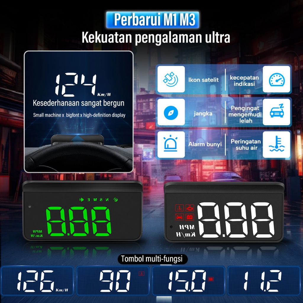 Layar เครื่องวัดความเร็วรถยนต์ OBD2 HUD GPS โปรเจคเตอร์ ติดกระจกหน้ารถ ...