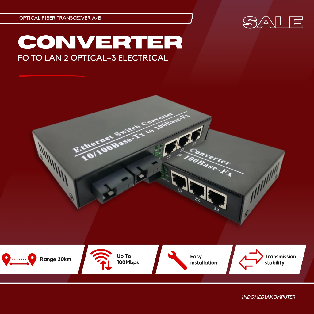 FO To LAN Converter 2 Optical +3 ตัวแปลงสวิตช์ไฟเบอร์อีเธอร์เน็ตไฟฟ้า ...