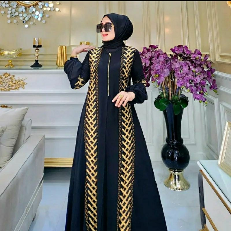 hitam-เสื้อคลุม-ปักลายไก่งวง-abaya-สีดํา-สําหรับคอมพิวเตอร์