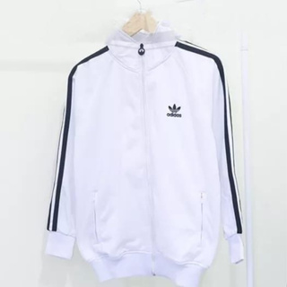 Putih HITAM Adidas เสื้อแจ็กเก็ต มีซิป พรีเมี่ยม สีขาว สีดํา สําหรับผู้ชาย ผู้หญิง ไซซ์ M L XL XXL