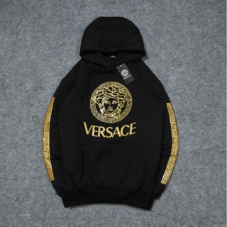 Versace เสื้อแจ็กเก็ตกันหนาว มีฮู้ด ลายโลโก้