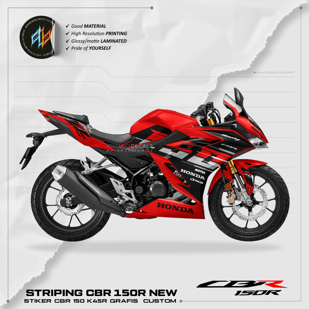 Striping CBR 150R ใหม่ K45R กราฟิก CUSTOM Variation/CBR 150R สติกเกอร์ ...
