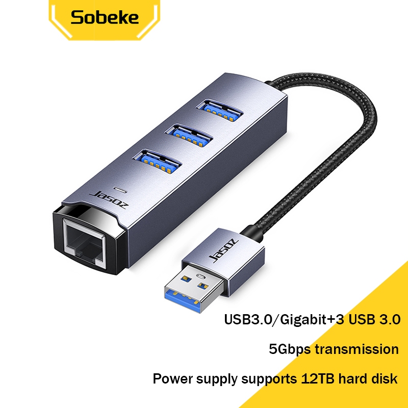 อะแดปเตอร์ฉีกขาด USB HUB ถึง LAN RJ45+3 พอร์ต USB 3.0 5Gbps Ethernet ...