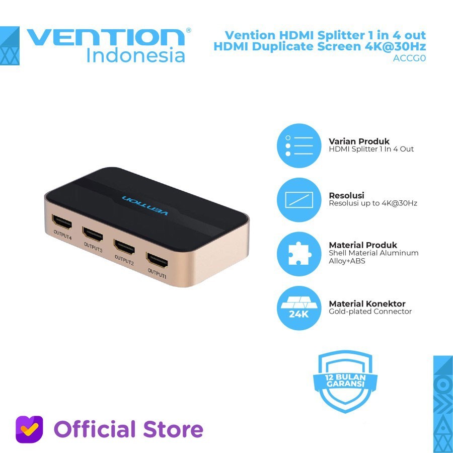 Vention HDMI Splitter (1 in 4 Out) Full HD 3D 4K HDMI 2.0 - ACCG0 ...