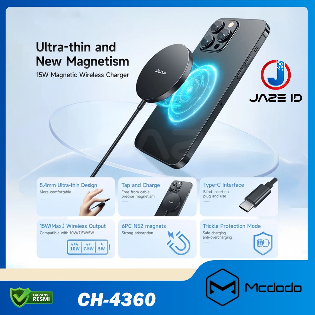 Mcdodo CH4360 MagSafe Magnetic Wireless Charger Iphone Android Fast