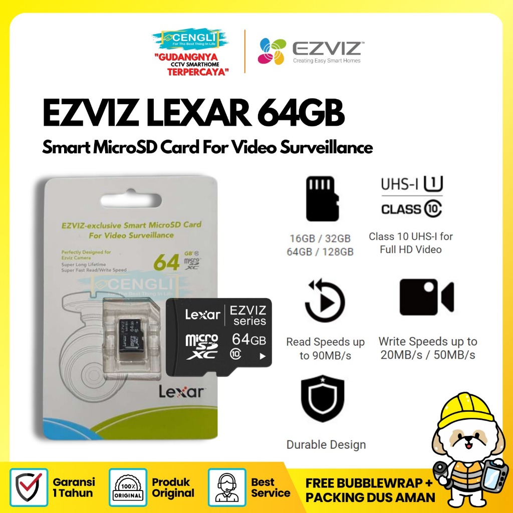 Lexar Ezviz Smart Micro SD 64gb พิเศษสําหรับกล้องวงจรปิด/การ์ดหน่วย ...