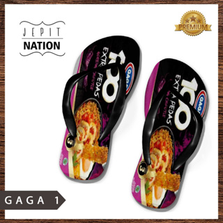 Hitam [ผู้หญิง] รองเท้าแตะ Mie Gaga อินสแตนท์ Fried Chipotle Jalapeno Black Pepper Soto Flip Flops Girls รองเท้าแตะ