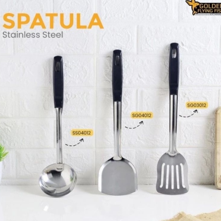 Rf Spatula สแตนเลส Golden Flying Fish Harden Spatula ทอด Cavity