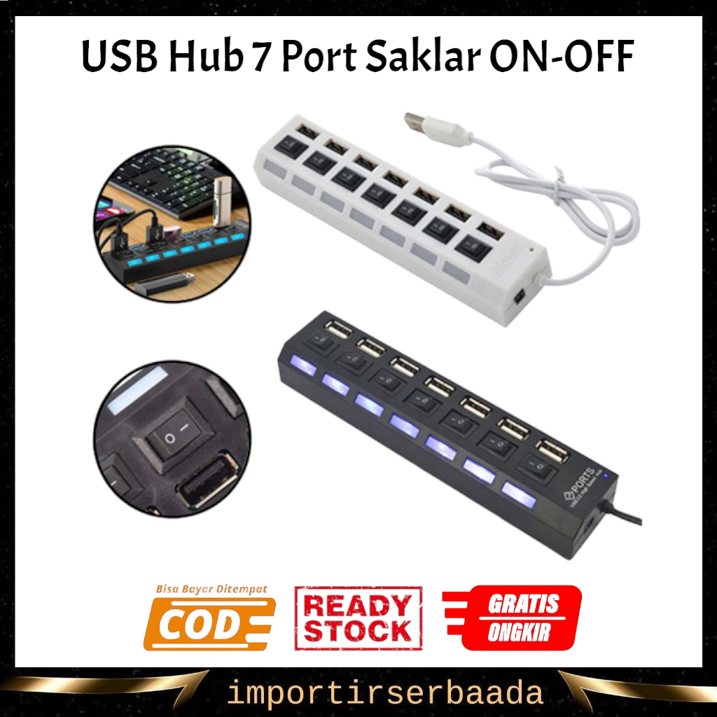 Imp-usb Hub 2.0 7 พอร์ตสวิตช์เปิด-ปิดอะแดปเตอร์ชาร์จความเร็วสูงUSBHUB ...