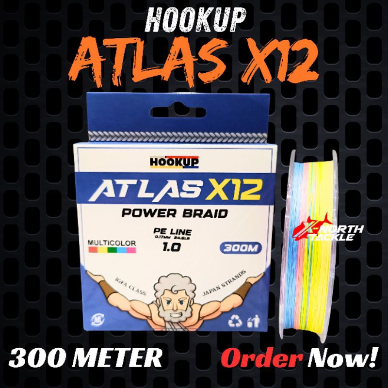 Atlas X12 POWER BRAID HOOKUP PE STRINGS 100 เมตร 150 เมตร 300 เมตรหลาย ...