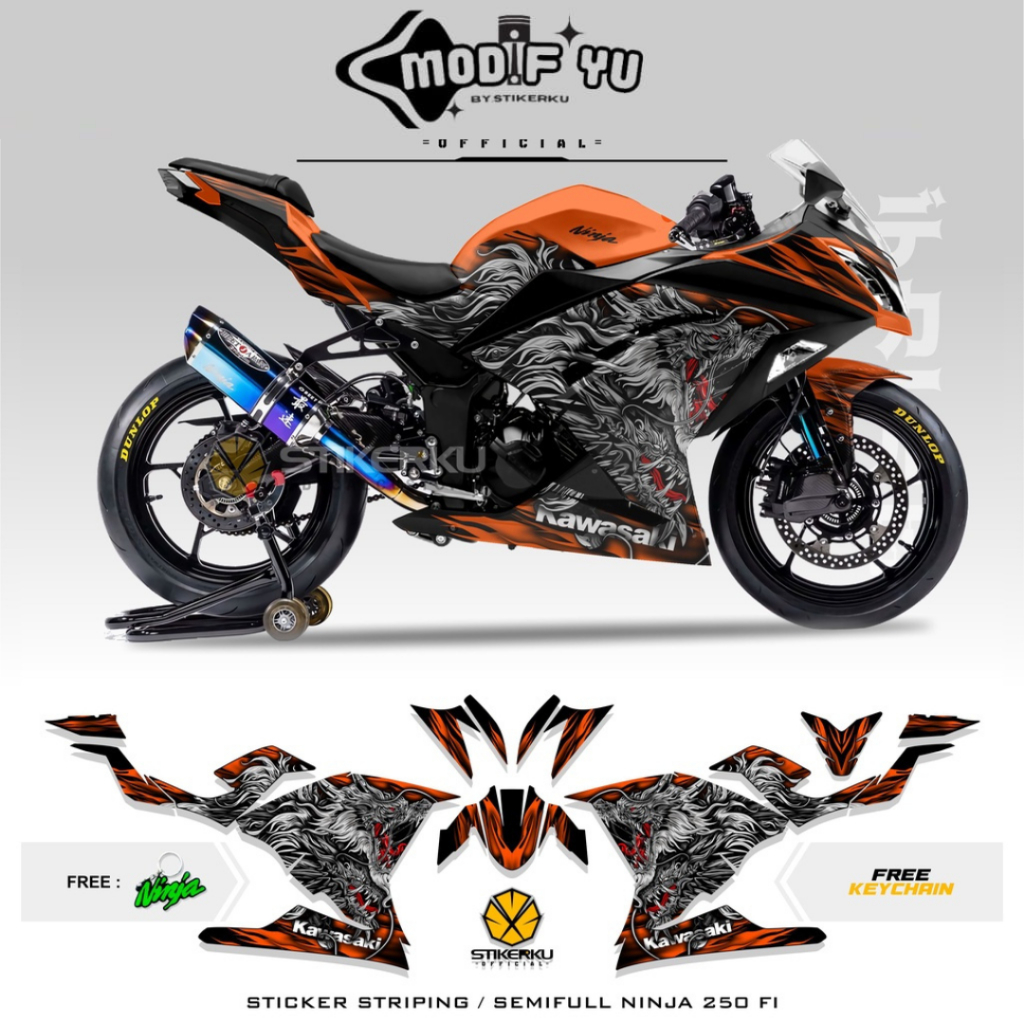 Striping NINJA250 Fi Edition TWO DRAGON/STICKER/STOCK DECALS/SEMIFULL