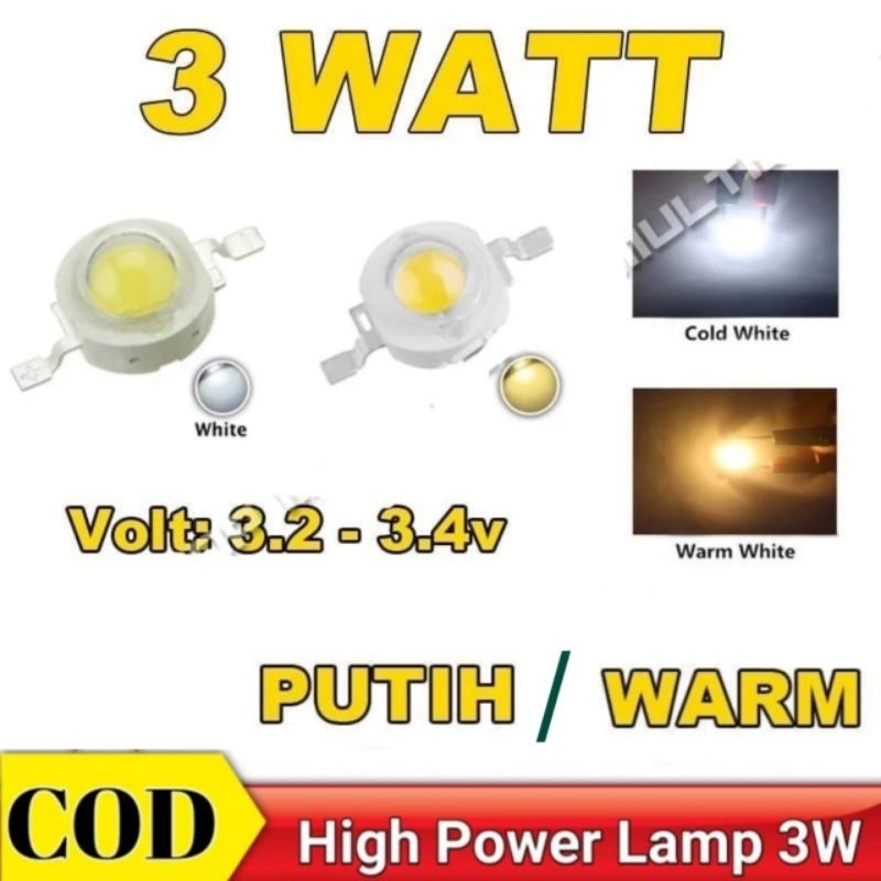 Hpl Led 3W พลังงานสูง 3 วัตต์ 5500K สีขาว - วอร์มไวท์ | Shopee Thailand