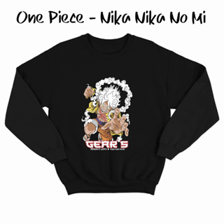 เสื้อกันหนาว คอกลม ลายการ์ตูนอนิเมะ One Piece Nika Nika No Mi Luffy Gear 5th K0357