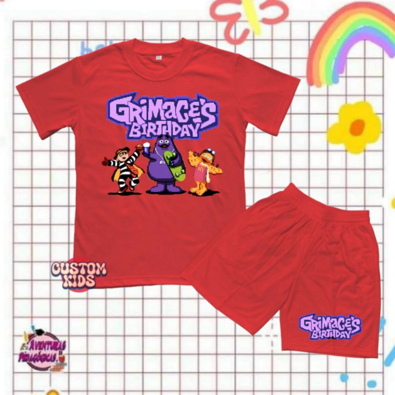 เสื้อยืด-พิมพ์ลาย-grimace-shake-birthday-สําหรับเด็ก