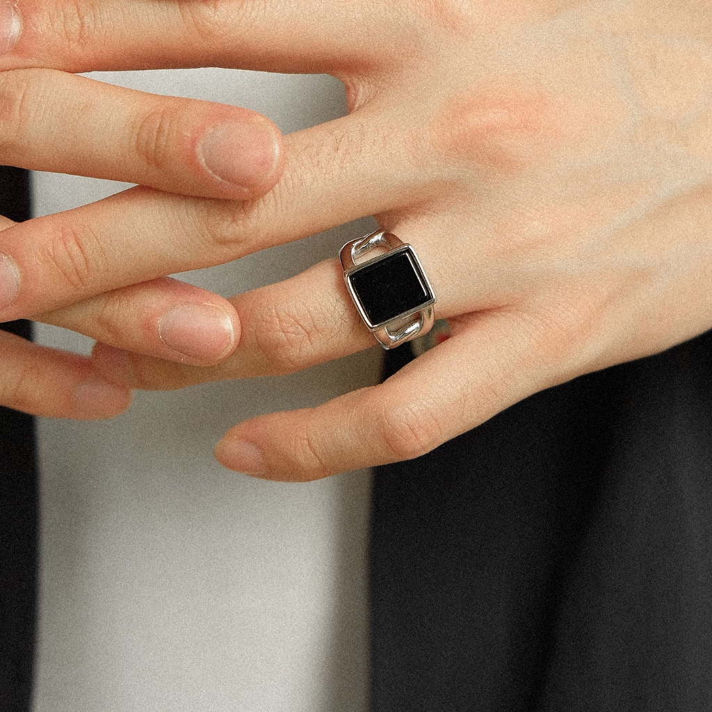 Arnaé Archive Black Signet Chain Ring Unisex สแตนเลสแหวนป้องกันสนิม ...