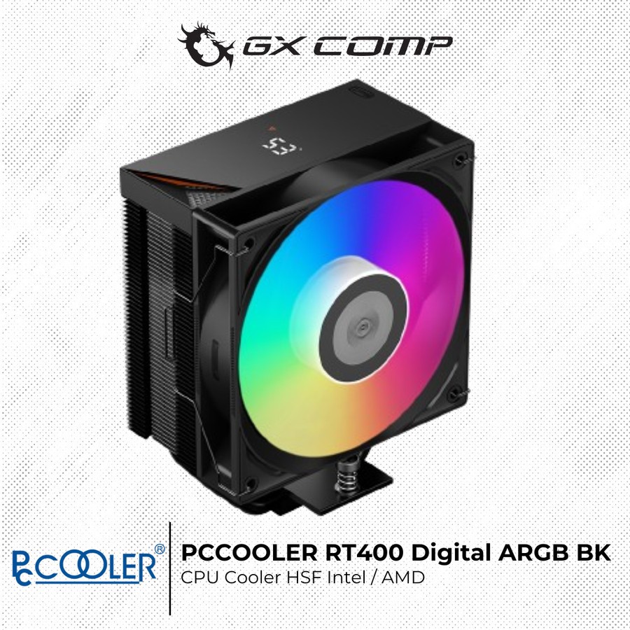 Pccooler RT400 Smart Digital Monitor ARGB Black - CPU Cooler HSF Intel ...