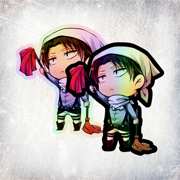 อะนิเมะ CHIBI LEVI ACTION ATTACK ON TITAN HOLOGRAM STICKER (SHINGEKI NO ...