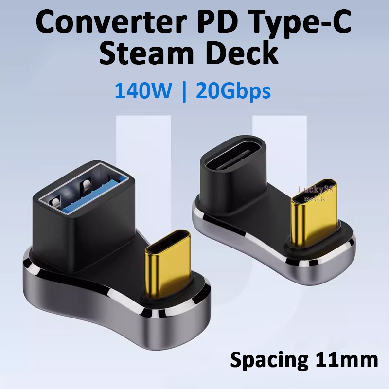 Layar 140w 20Gbps Converter PD Type-C Steam Deck Adapter U-Shaped พร้อม ...