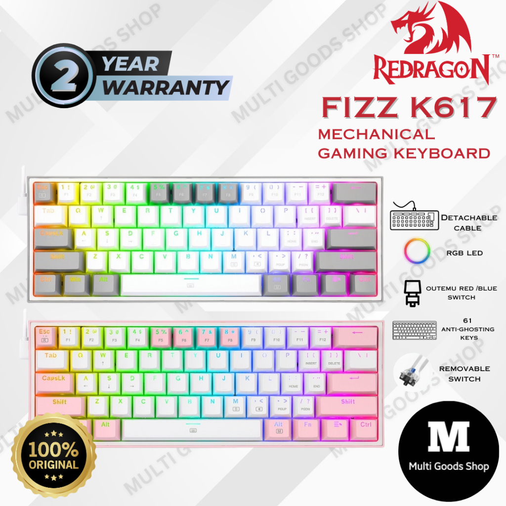 REDRAGON K617 / K617R / K617RGB Redagon Mechanical Gaming Keyboard 60% ...