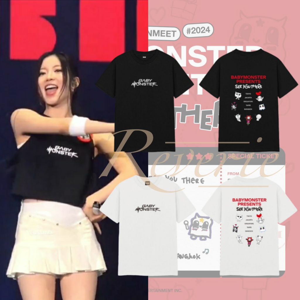 Babymonster TSHIRT KAOS โลโก้ใหม่ MERCH พัดลม MEEDING SEE YOU THERE