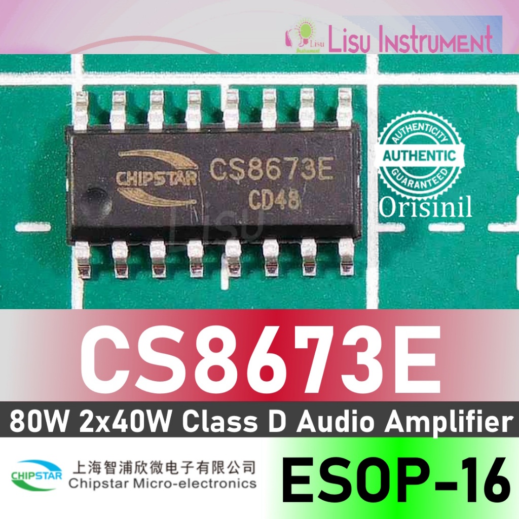 CS8673E 80W Mono 2x40W เครื่องขยายเสียงสเตอริโอ Class D CS8673 ESOP-16 ...