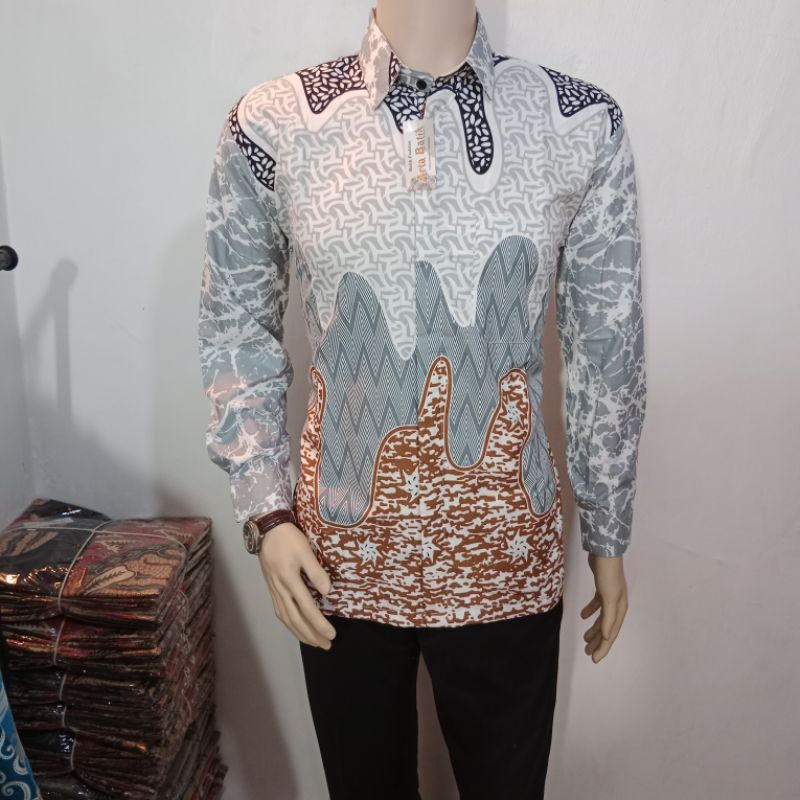 Kemeja batik เสื้อ rang-rang สีเทา motif original arta batik super รหัส ...