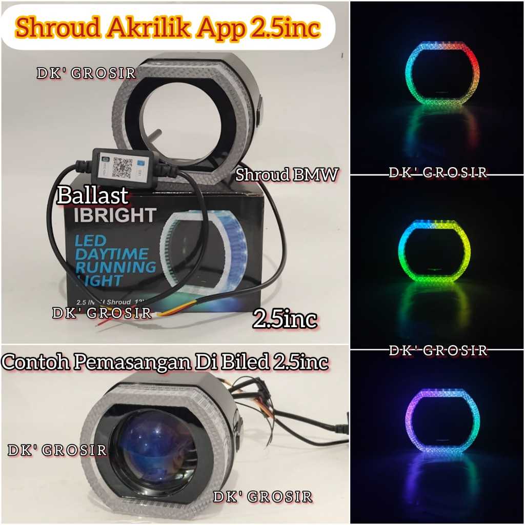 Cahaya Shroud อะคริลิคสีดํา Ibright BMW APP 2.5inc พร้อมบัลลาสต์แสง RGB