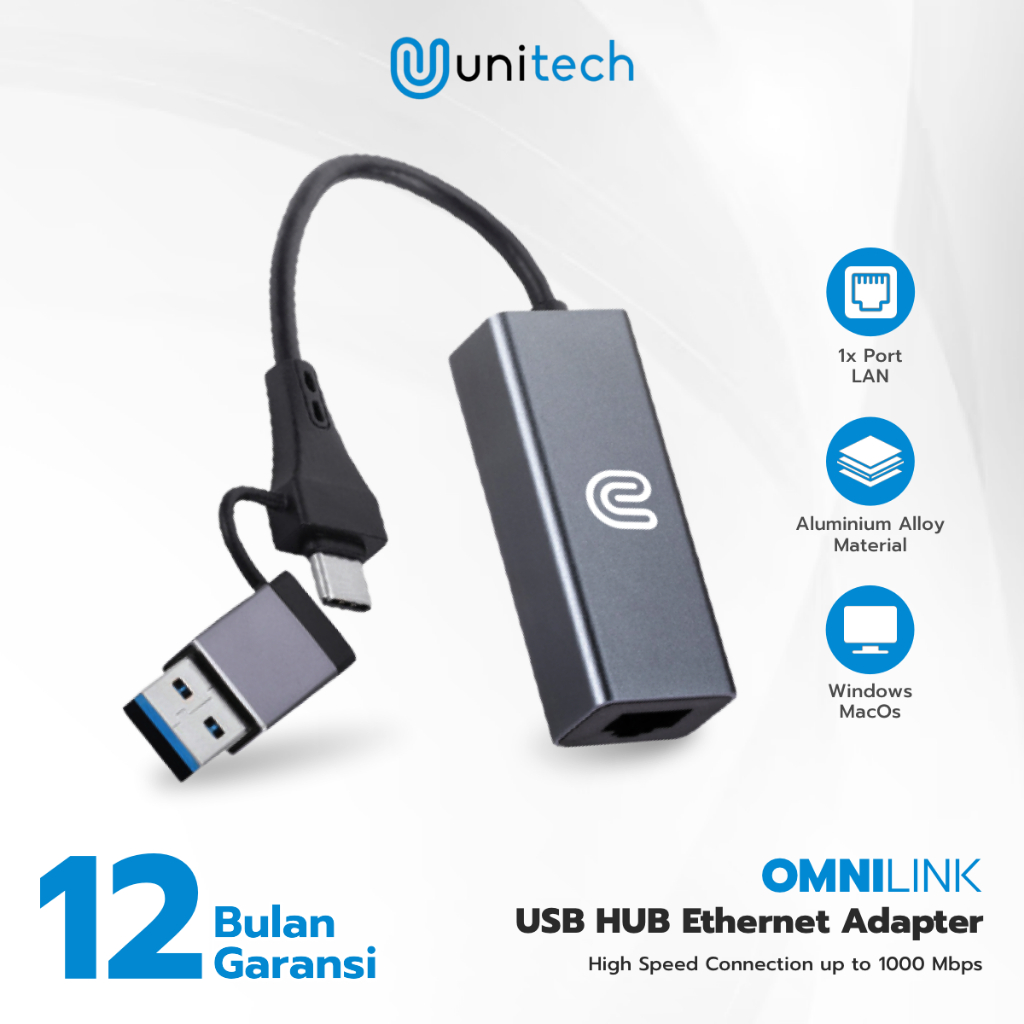 ตัวแปลง USB LAN Gigabit 1000Mbps USB A 3.0 - Type C เป็น LAN Ethernet ...