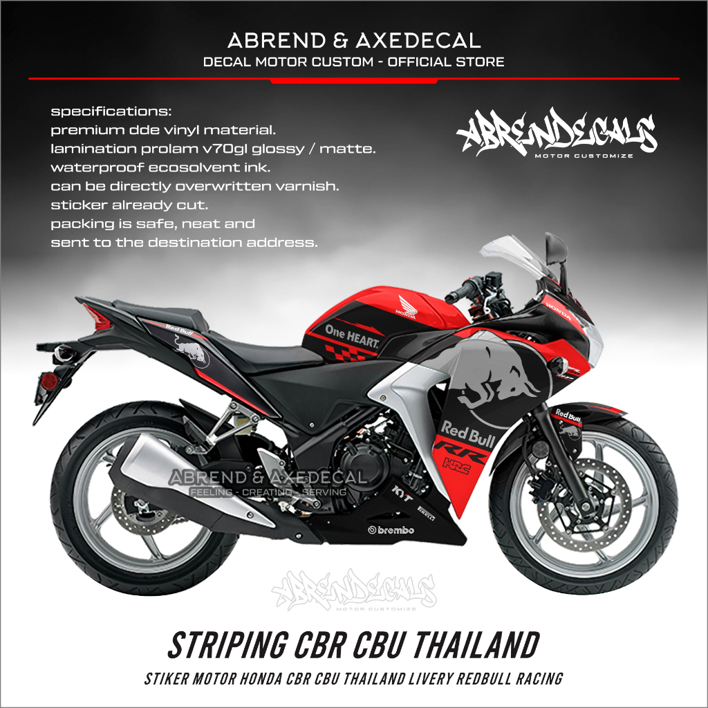 สติกเกอร์ CBR CBU REDBULL HONDA CBR CBU THAILAND สําหรับติดตกแต่งรถ ...