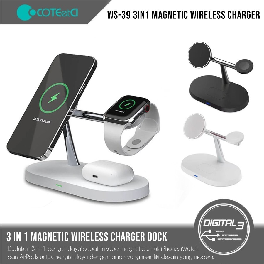 Coteci WS-39 3in1 แท่นชาร์จแม่เหล็กไร้สาย Iphone iWatch Airpods ...