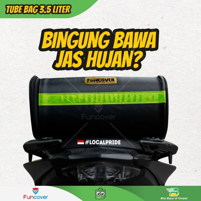 กระเป๋าหลอด FUNCOVER - กระเป๋าท่อ 3.5 & 5 ลิตรสําหรับเสื้อกันฝนสามารถติดตั้งขายึดรถจักรยานยนต์เหล็กพลาสติกสวมเสื้อกันฝนเสื้อคลุมขนาดใหญ่และขนาดเล็กท่อกระเป๋าสนุกปก