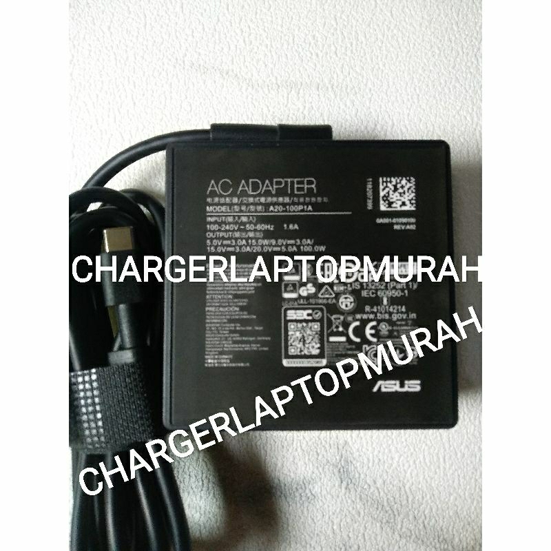 ASUS USB-C Type C อะแดปเตอร์ชาร์จ 100W 20V 5A A20-100P1A ASUS ROG FLOW ...