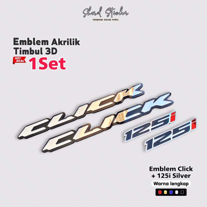 แพ็คเกจพิเศษ อะคริลิค Emblem click 125i 150i สติ๊กเกอร์โลโก้นูน vario ...