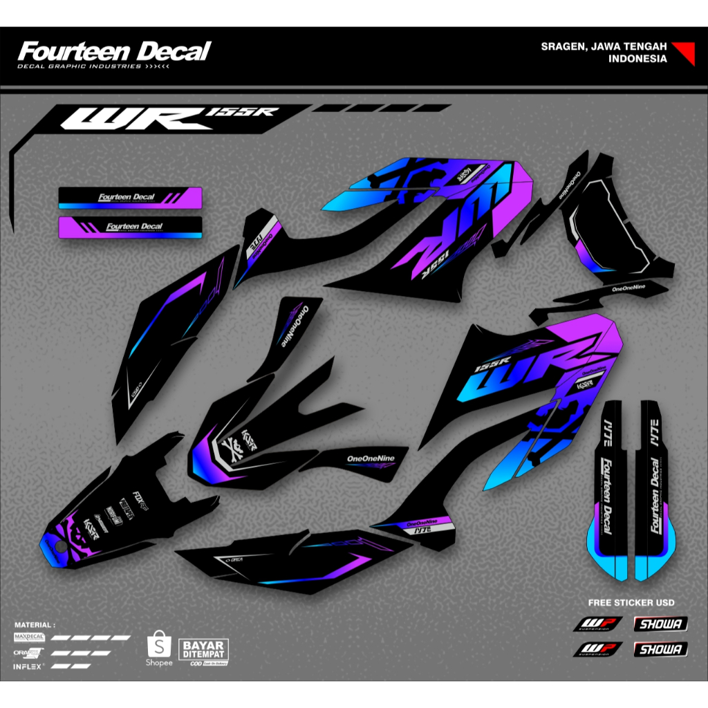 สติ๊กเกอร์รูปลอก WR WR WR FULL BODY CUSTOME Design 3 | Shopee Thailand