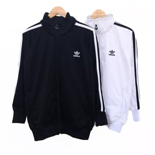 Putih Adidas เสื้อแจ็กเก็ต มีซิป พรีเมี่ยม สีขาว สําหรับผู้ชาย ผู้หญิง ไซซ์ M L XL XXL