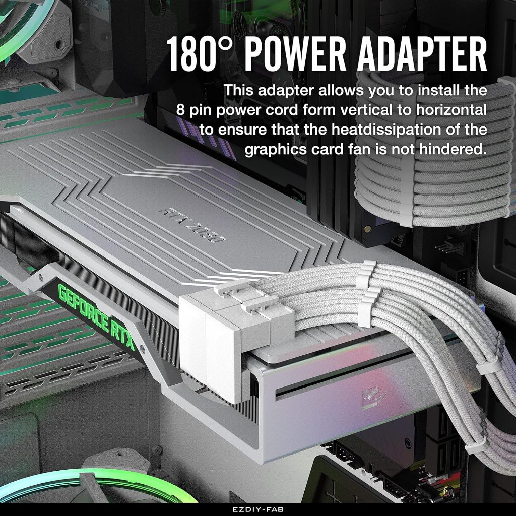 Ezdiy-fab GPU VGA PCIE 8 PIN 180 DEGREE ANGLE CONNECTOR POWER ADAPTER ...