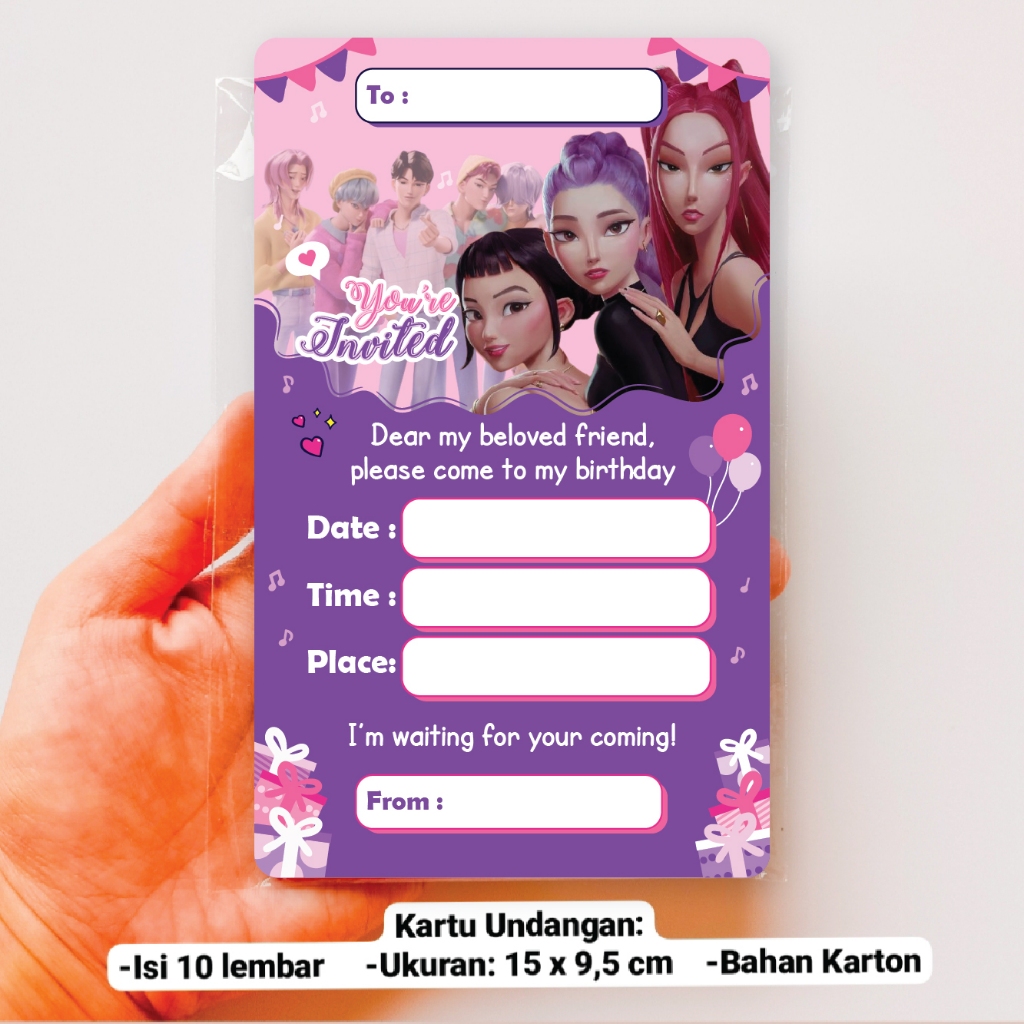 UNGU KPOP DEMON HUNTER INVITATION การ์ดวันเกิดแพคเกจ BANNER เค้ก TOPPER ...