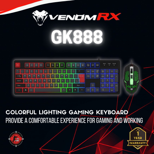 Venom Keyboard+Mouse Combo Gaming Lighting RGB GK888 | Shopee Thailand