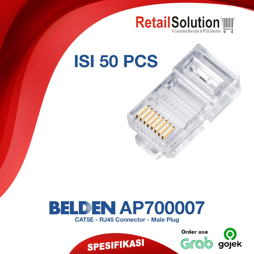 ขั้วต่อปลั๊ก RJ45 RJ-45 - ขั้วต่อ Belden CAT5 CAT5E บรรจุ 50 ชิ้น ...