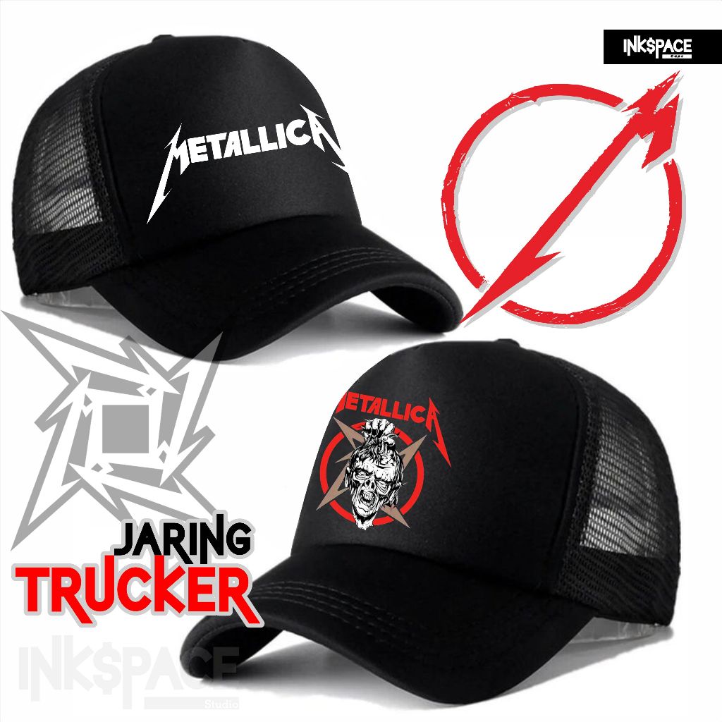 Metallica Band Metal Trucker Mesh Hat สําหรับผู้ชายและผู้หญิง สวมใส่ ...