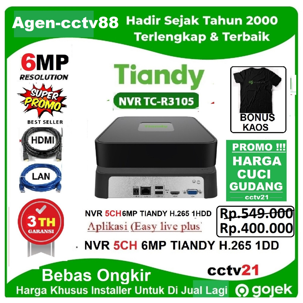 NVR 5CH 6MP TIANDY TC-R3105 (เสื้อยืด Bonus 1) ราคาตัวแทน-cctv88: อย่าง ...