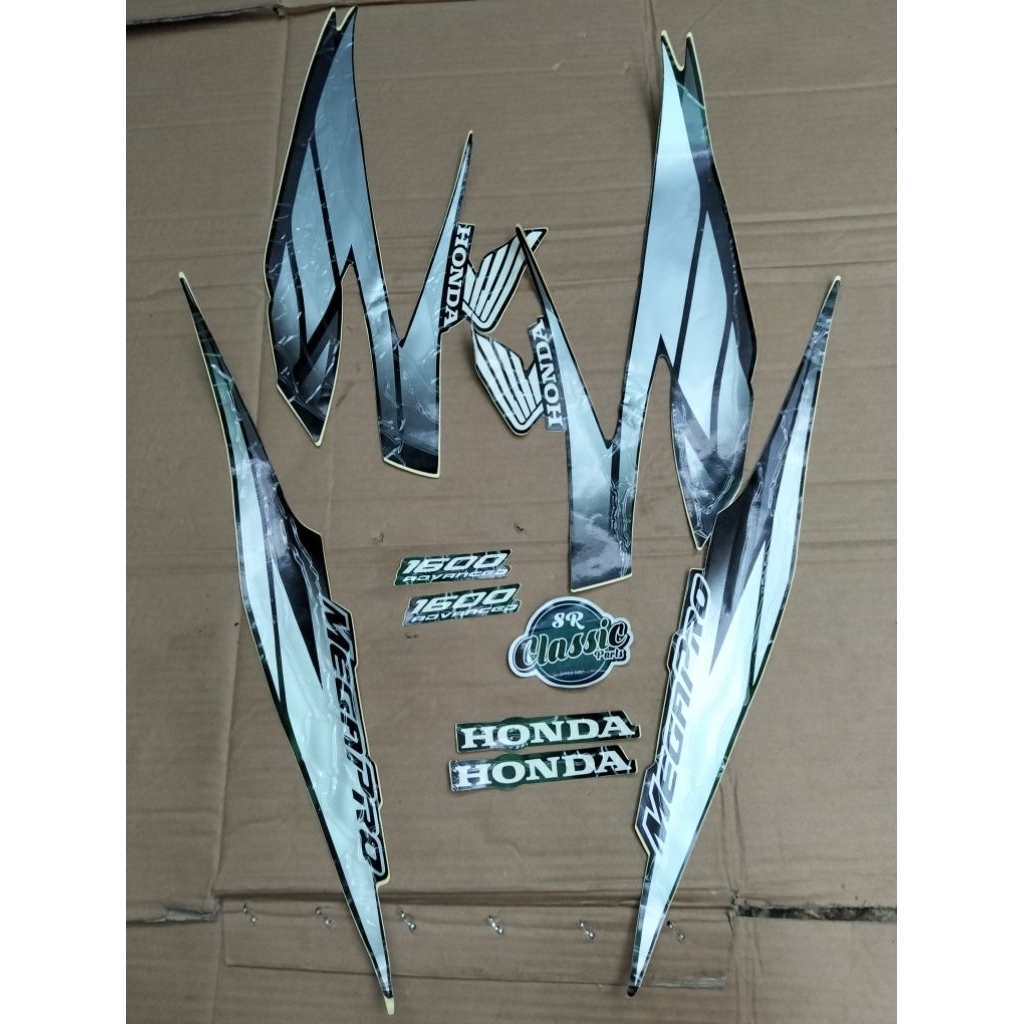 สติ๊กเกอร์แถบเคลือบ Honda Mega pro advance 1600 คุณภาพดี รายละเอียดเดิม ...