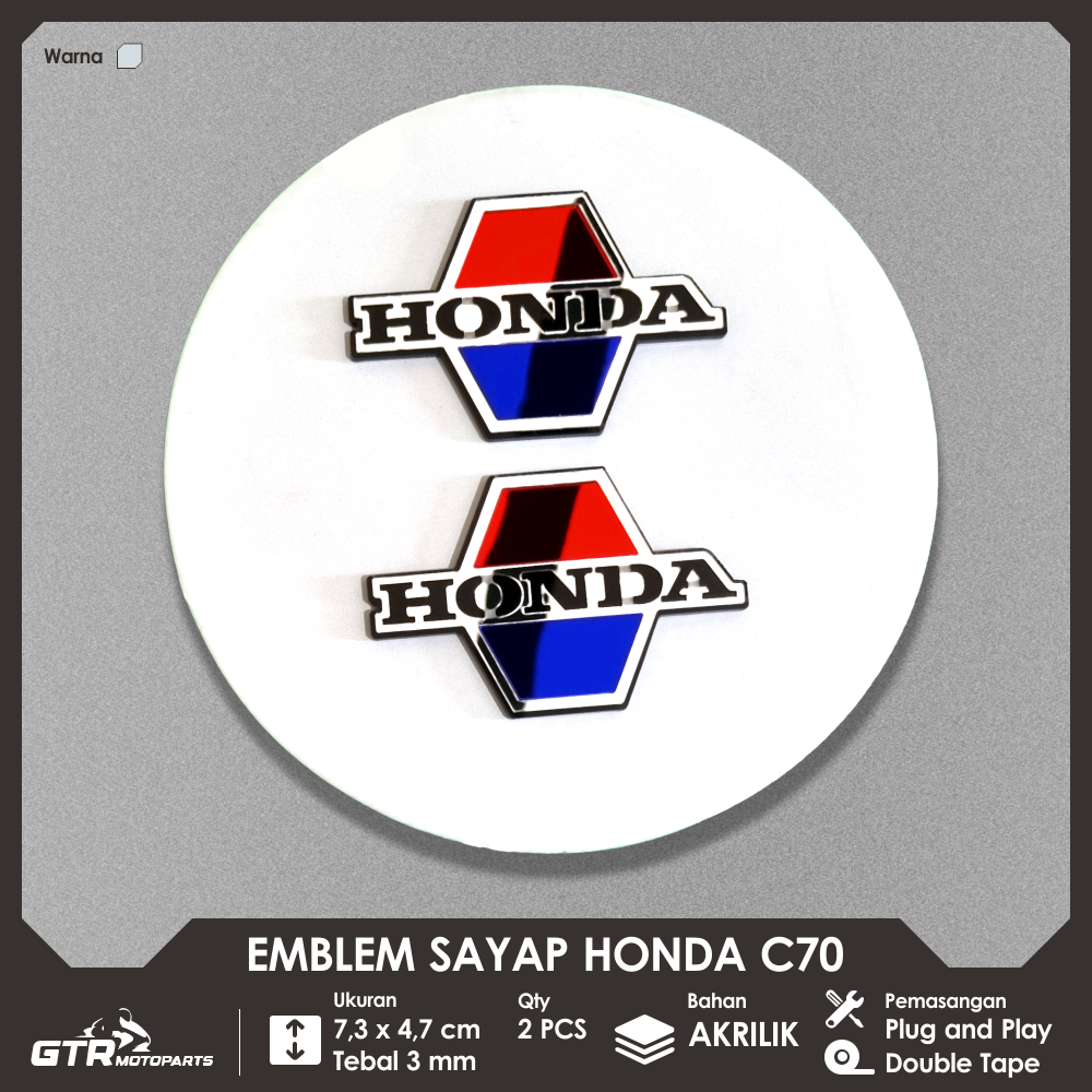 GTR Wing Emblem C70 2 ชิ้นนูน 3D โลโก้อุปกรณ์มอเตอร์ไซค์ Wing Honda C70 ...