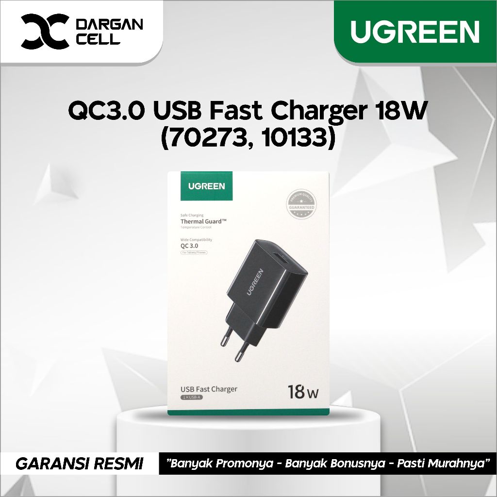 UGREEN ADAPTER QC3.0 USB FAST CHARGER MFi 18W (70273) | Shopee Thailand